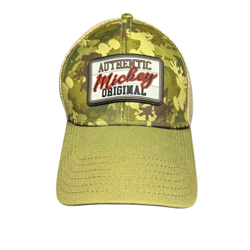 Disney Mickey Mouse Trucker Hat Camo Mesh Snapback Green Tan One Size OSFM - Picture 2 of 8